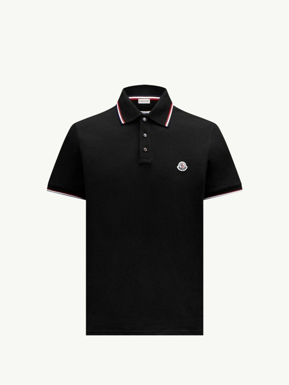 Moncler Maglia Polo Black Tricolor Trim SS M